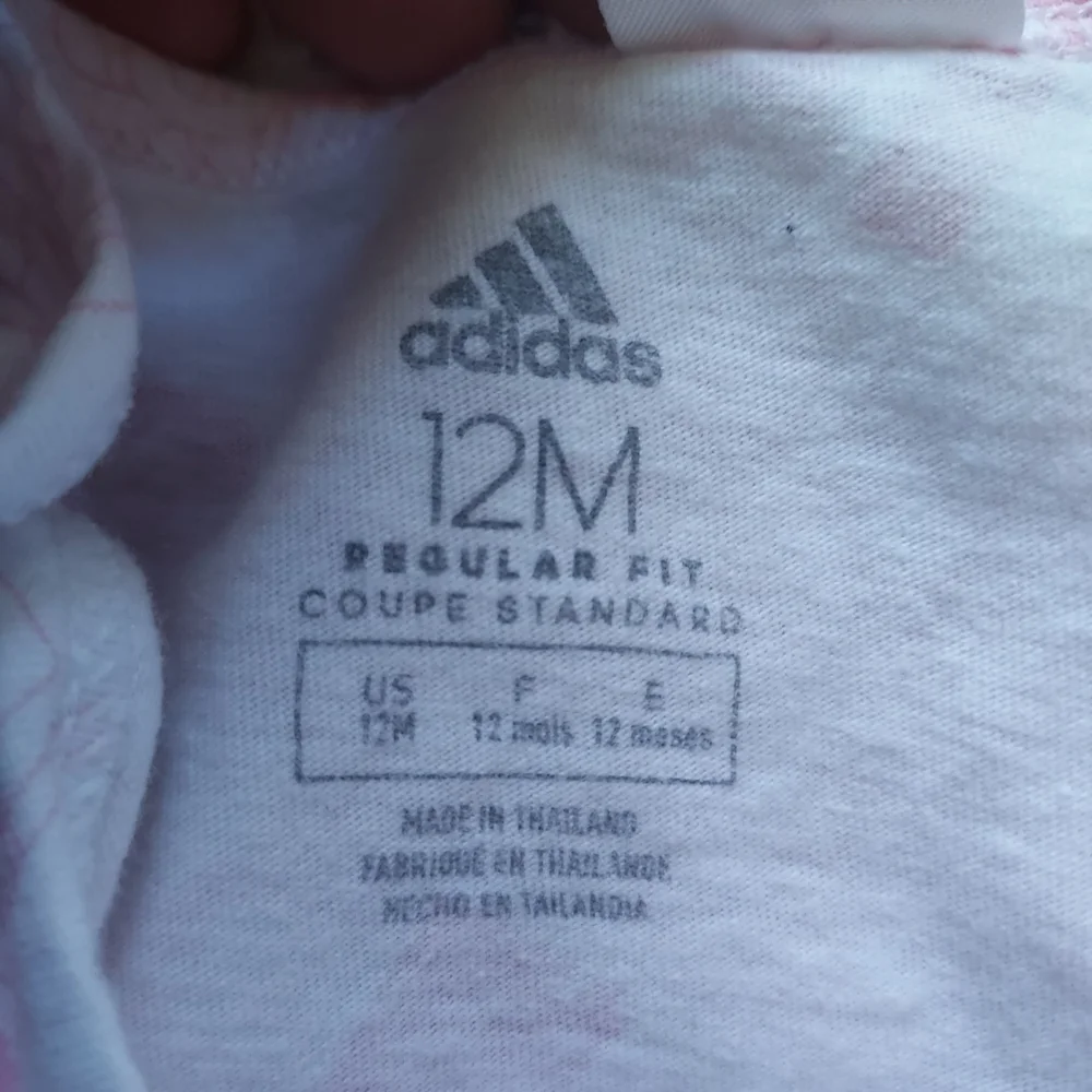 Adidas Logo Baby Romper 12mo Soft Pink and White Sporty Athletic Girly